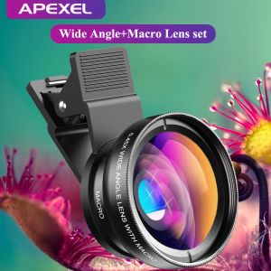 Filtreler Apexel 2 in 1 telefon kamera lens kiti 0.45x geniş açı 12.5x makro lens HD kamera iPhone için Lentes iOS Android Akıllı Telefonlar