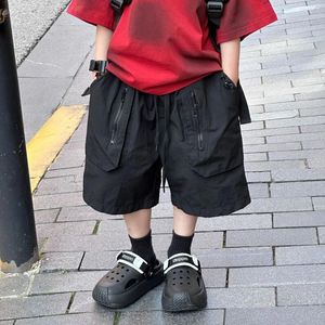 Trousers Boys Shorts 2024 Korean Summer All Match Thin Solid Color Loose Cargo Pants Fifth Fashion Children Bottoms