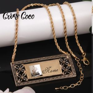 Necklaces Valentine's Day Female Personalized Custom Name Necklace Hawaiian Jewelry Pendant Photo Necklaces for Women Family Free Shipping