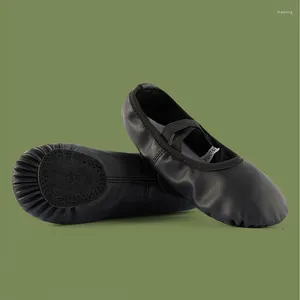 Sapatos de dança Slipim de balé feminino Pu clássico de ioga meia