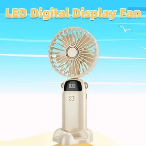 Other Appliances New USB portable LED digital display screen handheld mini electric fan foldable neck hanging desktop silent aromatherapy small fan J240423