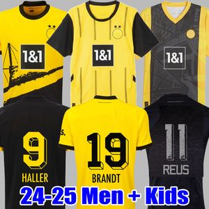 23 24 25 Reus Reyna Soccer Jerseys Home 2024 2025 Dortmund Schulz Brandt Sancho Blackout 올 블랙 50th Haller Hazard Witsel Malen 남자 아이들 키트 풋볼 셔츠