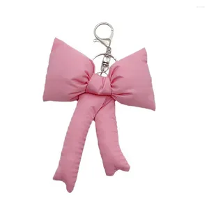 Keychains Elegante rosa Bogenschlüsselkäse Lary Bowknot Keyring einfache Schlüsselringe Telefon Lanyard Bag Rucksack Anhänger süße Paar Geschenkketten