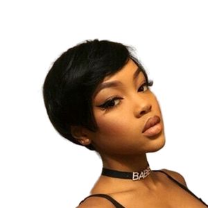 Pixie Cut Brazilian virgin hair lace front wigs short bob human hair glueless full lace human hair wigs for black women