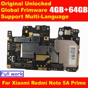 Circuits Xiaomi Redmi için Orijinal Kilitli Ana Pano Not 5a Prime 64GB Anakart Flex Cable Global Frimware Miui