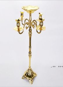 Candelabro di candela metallico da 83 cm a pavimento in oro più votato con ciotola di fiori con bella ciotola di fiori FWB105922322430