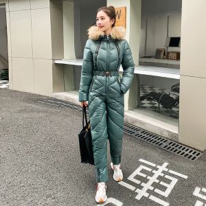 Setler 2024 Yeni One Piece Ski Tulum Su Geçirmez Snowboard Tulum Kadın Hooded Kayak Takım Kadın Spor Snowsuit Kadın Kayak Takımları