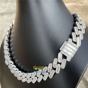 Pass Diamond Tester Hip Hop Jewelry Silver 925 Necklace Vvs Moissanite Solid Iced Out Cuban Link Chain