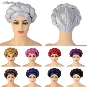 Frauen Kopfbedeckung Afrikanische Braid Knoten Headties Haarschutzmütze Turban Muslim Islamic Hijab Head Wrap Bonnet Hut Indien Head Accessoire 240410