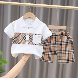 Baby Boys Girls Designer Outfit Suit Cotton 1 3 Years Kids Lapel T-shirt Shorts