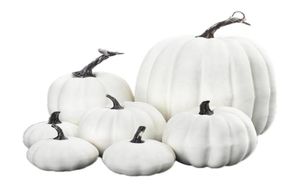 7Pcs set Halloween White Artificial Pumpkins Harvest Fall Harvest Thanksgiving Home Decor Pography Props Y2010151917159