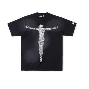 Herr t-shirts hellstar hjärna cross tryck rolig t-shirt ren bomullsvarumärke kort t