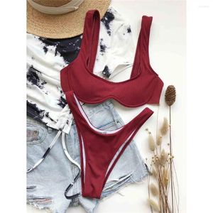 Women's Swimwear Sexy V-bar Underwired Bikini Female Swimsuit Women Two-pieces Set Brazilian Bather Bathing Suit Swim Lady K2870