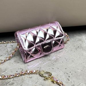 11CM Cute Mini Women Designer Wallet Patent Leather Matelasse Chain Trend Shopping Coin Purse Underarm Evening Clutch Gold Hardware Card Holder Fanny Pack Sacoche