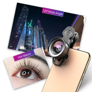 Filtros Apexel HD Kit de lente de telefone da câmera de 120 graus 4K Lens macro de 10x 10x Filtro de estrela para iPhonex Samsung S9 All Smartphones