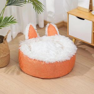 Kennels Cartoon Cat Ears Warmth Pet Beds Four Seasons Thickened Dog Cats Nest Available Removable Bed For Pets Dogs Supplies