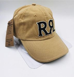 Khaki Winter Hearmer Cap Haftowa podwójna RL RRL Regulowana Regulowana Bawełna Unisex Summer7516847