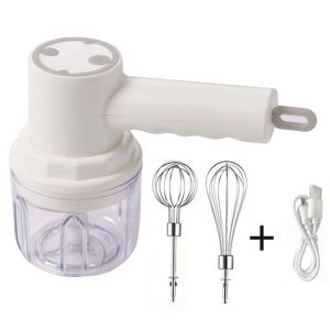 Blenders 3In1 Electric Blender Wireless Food Cream Mixer USB Electric Egg Beater Handheld Garlic Chopper Meat Grinder