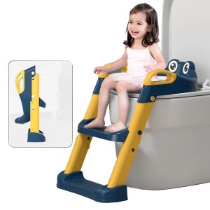 Camisas dobráveis de treinamento com potty de bebê cadeira de encosto do urinol com backrest com escada de passo ajustável cadeira de vaso sanitário seguro para crianças crianças pequenas