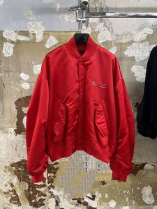 2023 Autumn/winter Men's and Women's Red Baseball Neck Pilot Jacket Coat