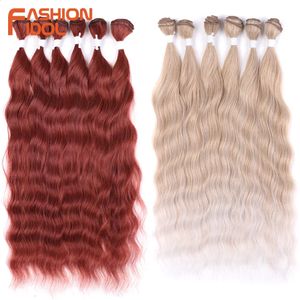 Pacotes de cabelo de onda de águas profundas soltas SINTÉTICAS SIME -OMBRE TEAVE PLINHA PINK 6PCSPACK 20 polegadas 240410