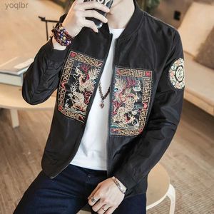 جاكيتات الرجال على الطراز الصيني المطرز Dragon Bomber Jacket سترة مقاومة للرياح غير الرسمية Harajuku التقليدية الفاخرة الشوارع باي بيسبول سترة سترة البيسبول 2404