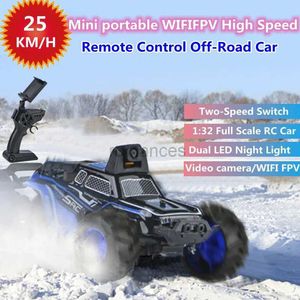Electric/RC CAR WiFi FPV Mini Portable High Speed Offul RC CAR 1 32 Сильный амортизатор видеокамера видеокамеры Двойной светодиодный светодиод дистанционное управление Car Toy 240424