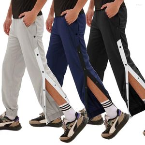 Erkek pantolon yaz göğüslü yarık düz renk eşleşen dikiş sportpant basketbol futbol eğitim pantolonlar gevşek geniş bacak rahat