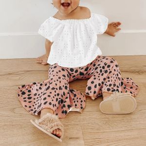 Conjuntos Mababy 6m4y criança infantil bebê garotas de garotas de garotas de roupas de babados com calças de impressão de leopardo roupas de calças de calças de roupas de meninas verão d01