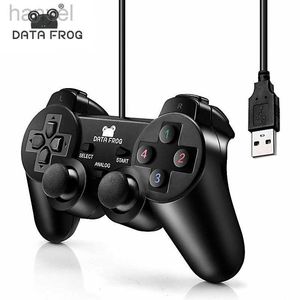 Kontrolery gier joysticks Data Frog Vibration Joystick Wired PC PC kontroler komputera na komputerze laptopa dla Winxp/Win7/Win8/Win10 dla Vista Black Gamepad D240424