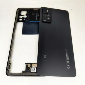 Ramar för Xiaomi Redmi Note 11 Pro 5G 2201116SG Middle Frame+Glas Batterislockdörr med kameralinsersättning