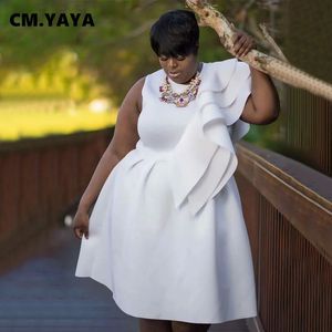 cm.yaya 여름 여성 소매 레벨 오클 오크 미디 드레스 플러스 크기 불규칙 아프리카 스트리트웨어 나이트 클럽 캐주얼 드레스 240420