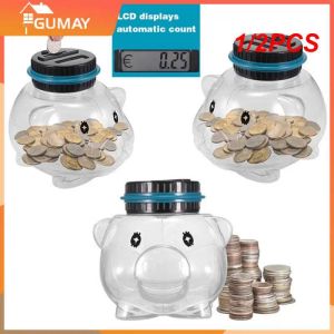 Ящики 1/2PCS Электронный пигги -банк ЖК -дисплей Digital Counting Bank Bank ящик для хранения.