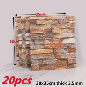 20pcs 3D Brick Wall Stickers Wallpaper Living Room Bedroom TV Wall Decor XPE Foam Waterproof Wall Pegatinas Pared Self Adhesive 228859726