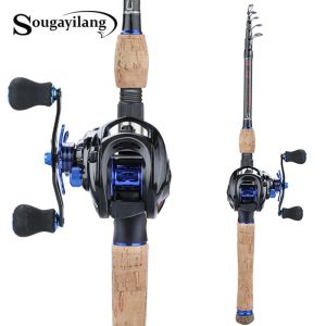 Akcesoria Sougayilang 1.82.1M Wysokiej jakości Baitcast Rod Reel Combo M Power Fibre Rishint Risping 9+1BB Zestaw do kołysania Baitcasting Fishing