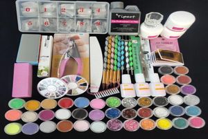 Professional 42 Acrylic Liquid Powder Glitter Clipper Primer File Nail Art Tips Verktyg Borst Tools Set Kit New2381227