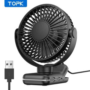 Outros aparelhos Topk mini clipe portátil no ventilador fã de desktop USB de 3 velocidades de vento silencioso 720 girando ventilador elétrico em casa ventilador j240423