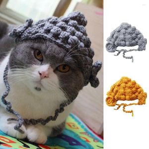 Dog Apparel Handmade Buddha Hat Cat Headgear Soft Cute Imitation Yarn Dress Up Po Props Pet Cosplay Beanie Ins Striped Knitted