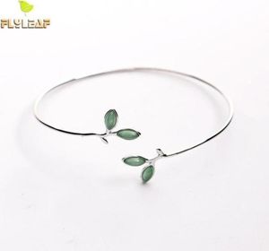 Flyleaf 100 925 Sterling Silver Opal Leaves Buds Bracelets abertos para mulheres Jóias criativas de moda Criativa 20092586871861491770