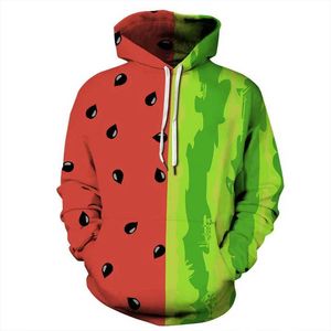 6o26 Herren neuer 3D -Früchte Lebensmittel Druckhuberscheiben für Männer Wassermelonen grafische Kapuze -Sweatshirts Kinder Mode lustige Pullover y2k Kleidung 240424