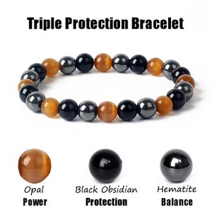 Natural Opal Obsidian Hematite Beads Bracelets Men for Magnetic Health Protection Cats Eye Women Soul Jewelry Pulsera 240423