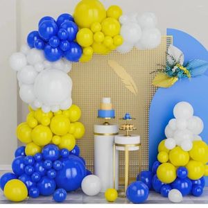 Party Decoration 125Pcs Blue Yellow White Metallic Gold And Silver Latex Balloons Garland Arch Kit For Birthday Baby Shower