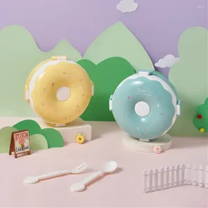 Dinnerwaren Donut -Form Bento Lunch Box 3 Fächer 900 ml Kunststoff für die Reise und den täglichen Gebrauch Erwachsene/Kinder/Kleinkind