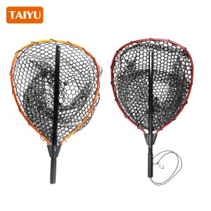 Accessori taiyu reti da pesca portatili in lega in lega di usura resistenza a maglie profonda telescoping rimboccante la rete di atterraggio per la pesca a mosca carpa