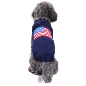 Sweaters 1pc Wool Pet Dog Sweaters Embroidered American Flag Knitting Sweater for Small and Medium Dog Pet Supplies Dog Accessories
