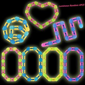Decompression Toy 24 Knots Wacky Tracks Fidget Toys Glow in The Dark Toy For Children Bike Chain Stress Relief Bracelet Adults Sensory Toy Gifts d240425