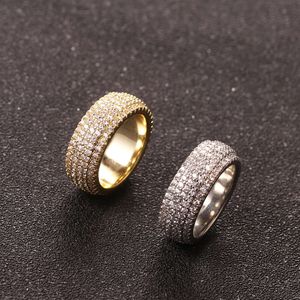 Hot Selling Five Row Full Zircon Encrypted Version of Hip-hop Men's Women's Rings, Fashionable and Minimalist Trendy Accessories