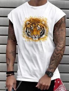 Tampo masculino tampa masculina colete superior com camiseta com camiseta de animal de gente de animais de animais de gola de gola de pescoço 3D Everyday Sport Sport Sweater Mangus Muscle Man Man