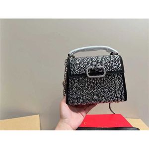 TOTE BAD WYSOKIE MINI Inkrustowany Gorący diament z przewracającą pokrywą pojedynczego łańcucha krzyżowego Crystal Portable Mały kwadrat