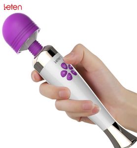 leten Rechargeable Powerful AV Magic Wand Vibrator Massager Silicone G Spot Vibrators For Woman Adult Erotic Toys Sex Products Y185104040